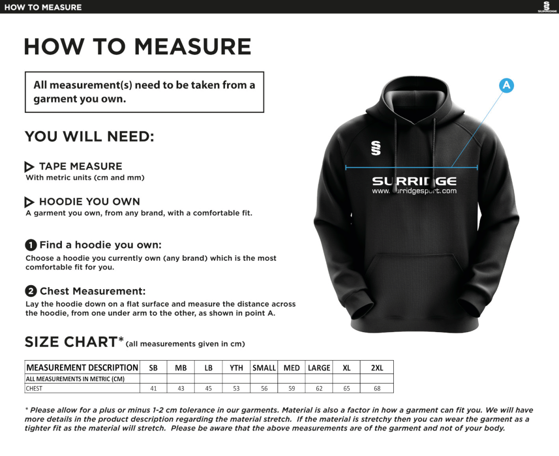 Men's Blade Hoody (Bowling) - Size Guide