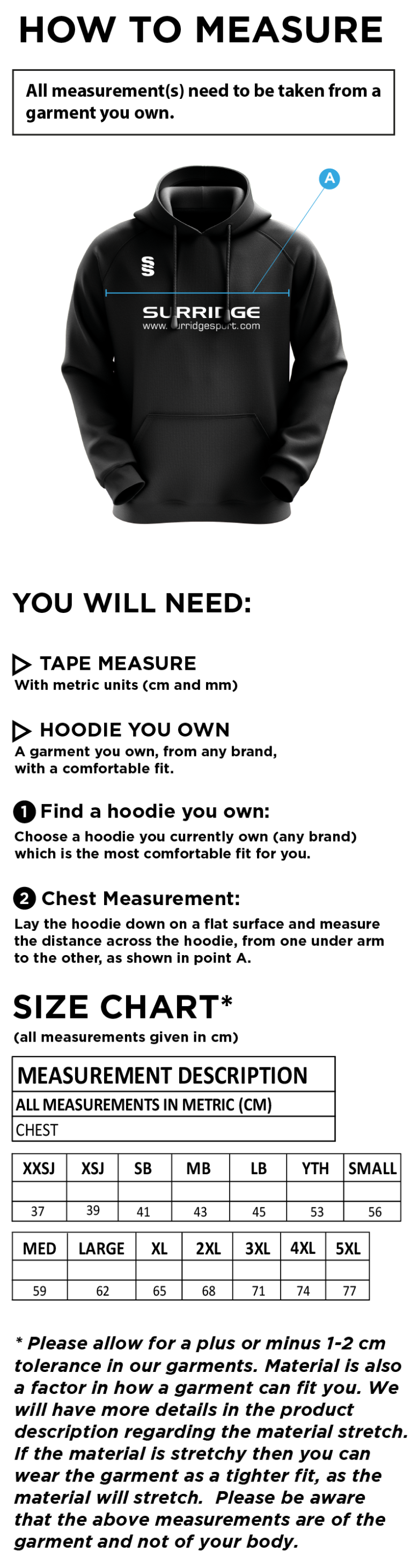 Fuse Hoody : Navy / White (no sponsor) - Size Guide